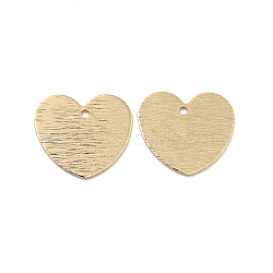 Rack Plating Brass Pendants, Long-Lasting Plated, Cadmium Free & Lead Free, Textured, Heart, Golden, 14x15.5x0.7mm, Hole: 1.2mm(KK-D083-23G-02)