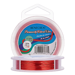 Round Copper Wire for Jewelry Making, Crimson, 20 Gauge, 0.8mm, about 10m/roll(CWIR-BC0009-0.8mm-17)