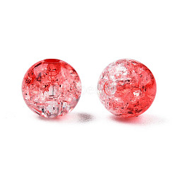 Transparent Crackle Acrylic Beads, Round, Red, 10mm, Hole: 2mm, about 943pc/500g(CACR-N002-27)