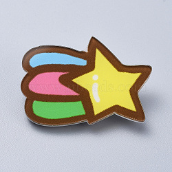 Acrylic Safety Brooches, with Iron Pin, Meteor, Colorful, 28x41x8mm, Pin:0.8mm(JEWB-D006-B05)