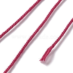 Polyester Twisted Cord, Round, for DIY Jewelry Making, Cerise, 1mm, about 49.21 Yards(45m)/Roll(OCOR-G015-01A-01)