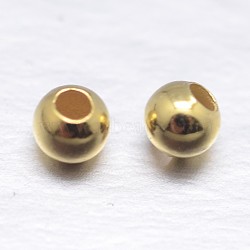 Round 925 Sterling Silver Spacer Beads, Real 18K Gold Plated, 2mm, Hole: 0.7~1mm, about 820pcs/20g(STER-M103-04-2mm-G)