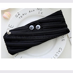 Canvas Storage Pencil Pouch, Zipper Funny Eye Pen Holder, for Office & School Supplies, Rectangle, Black, 205x85mm(OFST-PW0014-25B)