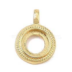Brass Pendant Cabochon Settings, Open Back Settings, Real 18K Gold Plated, Flat Round, 15x11x3mm, Hole: 3x2mm, Tray Size: 9.5mm(KK-CBA968C-03G-05)