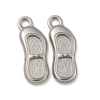 Non-Tarnish 304 Stainless Steel Pendants, Ballet Shoes Charms, Stainless Steel Color, 21.5x18x2mm, Hole: 2.4mm