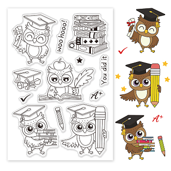 PVC Plastic Stamps, for DIY Scrapbooking, Photo Album Decorative, Cards Making, Stamp Sheets, Owl Pattern, 16x11x0.3cm