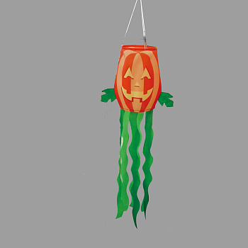 Polyester Halloween Theme Pumpkin Windsock Flag, for Outdoor Banner Decorations, Coral, 1210mm