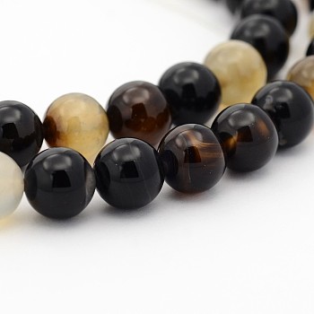 Dyed Black Agate Round Bead Strands, 6mm, Hole: 1mm, about 65pcs/strand, 15.7 inch