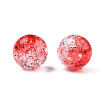 Transparent Crackle Acrylic Beads, Round, Red, 10mm, Hole: 2mm, about 943pc/500g