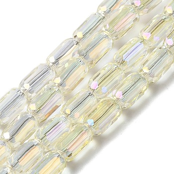 Electroplate Glass Beads Strands, Faceted, AB Color, Column, Light Goldenrod Yellow, 3x5mm, Hole: 1mm, about 79pcs/strand, 15.75~16.14''(40~41cm)