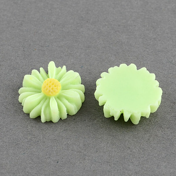 Flatback Hair & Costume Accessories Ornaments Resin Flower Daisy Cabochons, Pale Green, 13x4mm
