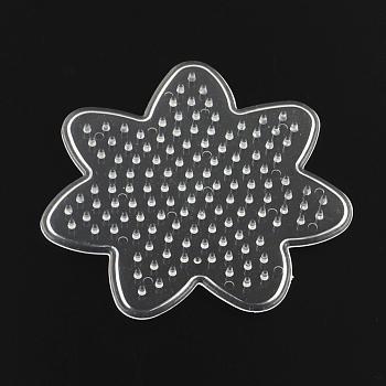 Flower ABC Plastic Pegboards used for 5x5mm DIY Fuse Beads, Clear, 87x87x5mm