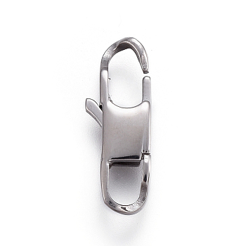 304 Stainless Steel Lobster Claw Clasps, Stainless Steel Color, 18x7x3mm, Hole: 3mm