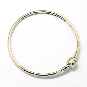 Alloy Bangle European Style Jewelry Making, Silver Color Plated, 60.5mm(2-3/8 inch)