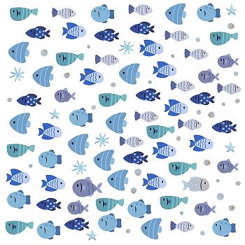 PVC Wall Stickers, Wall Decoration, Fish Pattern, 800x290mm, 2 sheets/set