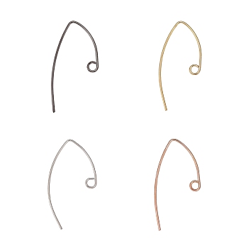 32Pcs 4 Colors Brass Earring Hooks, Ear Wire, with Horizontal Loop, Mixed Color, 29x15mm, Hole: 2mm, 22 Gauge, Pin: 0.6mm, 22 Gauge, Pin: 0.6mm, 8pcs/color