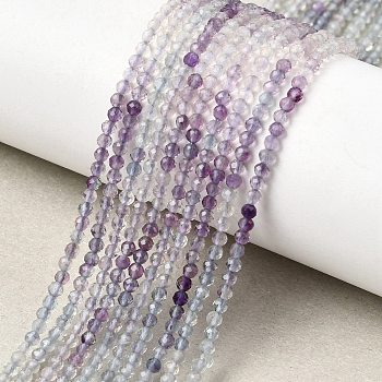 Natural Purple Fluorite Beads Strands, Faceted, Round, 2mm, Hole: 0.5mm, about 170pcs/strand, 15.35''(39cm)