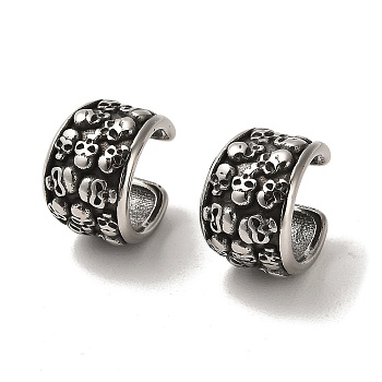 316 Surgical Stainless Steel Cuff Earrings, Non Piercing Earrings, Antique Silver, 14x10mm
