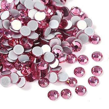 Glass Flat Back Rhinestone, Grade A, Back Plated, Faceted, Half Round, Rose, SS10, 2.7~2.8mm, 1440pcs/bag