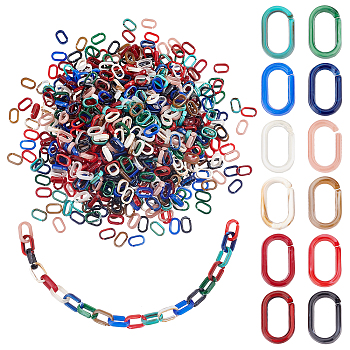 Elite 720Pcs 12 Colors Acrylic Linking Rings, Quick Link Connectors, Imitation Gemstone Style, For Cable Chains Making, Oval, Mixed Color, 18.5x11.5x5mm, Inner Measure: 14x7mm, 60pcs/color