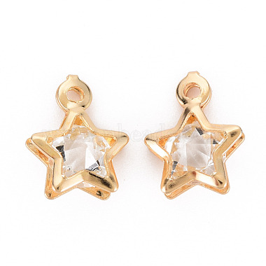 Light Gold Clear Star Iron+Rhinestone Charms