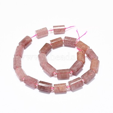 14mm Column Strawberry Quartz Beads