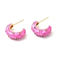 Enamel Moon Stud Earrings with Cubic Zirconia(EJEW-F281-20G)-2