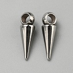 201 Stainless Steel Pendants, Cone/Spike Charm, Stainless Steel Color, 15.5x5mm, Hole: 3mm(STAS-WH0044-28B-P)
