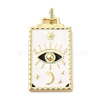 Brass Micro Pave Cubic Zirconia Pendant with Enamel, Cadmium Free & Nickel Free & Lead Free, Rectangle, White, 45.5x25.5x2.5mm, Hole: 4.5mm(KK-H458-02G-D02)