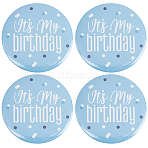 4Pcs It's My Birthday Tinplate Brooches, Iron Lapel Pins for Backpack Clothes, Cornflower Blue, 58mm(JEWB-CN0001-12B)