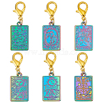 6Pcs 6 Styles Tarot Alloy Pendant Locking Stitch Markers, with Alloy Lobster Claw Clasps, Rainbow Color, 4cm, 1pc/style(HJEW-HY00013)