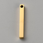 304 Stainless Steel Pendants, Rectangle Charm, Golden, 28x4x4mm(STAS-WH0036-33G)