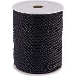 Polyester Cord, Twisted Cord, Black, 5mm, about 18~19yards/roll(16.4m~17.3m/roll)(NWIR-PH0001-07B-WH)