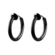 Titanium Steel Clip-on Earrings, Black, 12x2mm(PW-WG73897-12)