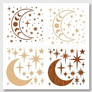 2Pcs 2 Styles PET Hollow Out Drawing Painting Stencils, for DIY Scrapbook, Photo Album, Moon Pattern, 300x300mm, 1pc/style(DIY-WH0416-0004)