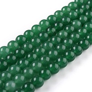 Natural White Jade Beads, Round, Dyed, Green, 8mm, Hole: 1mm, about 49pcs/strand, 15.16''(38.5cm)(G-G766-B-13)