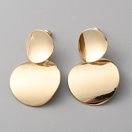 Alloy Flat Round Dangle Stud Earrings for Women, Light Gold, 48mm, Pin: 1mm(EJEW-WH0004-31H)