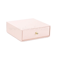 Square Paper Drawer Jewelry Set Box, with Brass Rivet, for Earring, Ring and Necklace Gifts Packaging, Lavender Blush, 10x10x3~3.2cm(CON-C011-03B-05)