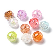 Plating Iridescent Crackle Acrylic Beads, Round, Mixed Color, 16.5x16.5mm, Hole: 3.5mm(OACR-R256-03)