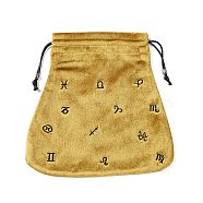 Velvet Packing Pouches, Drawstring Bags, Trapezoid with Constellation Pattern, Dark Goldenrod, 21x21cm(ZODI-PW0001-097-B03)