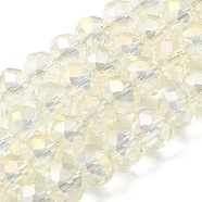 8x5~6.5mm AB Color Plated Electroplate Glass Beads Strands for Jewelry Making, Faceted Rondelle, Beige, 8x5~6.5mm, Hole: 1mm, 72pcs/strand, 16.5 inch(X-EGLA-D020-8x5mm-70)