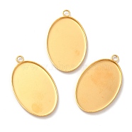 304 Stainless Steel Pendant Cabochon Settings, Plain Edge Bezel Cups, Oval, Golden, Tray: 30X20mm, 35x21x1.8mm, Hole: 2.3mm(X-STAS-K148-03G)