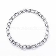304 Stainless Steel Curb Chain Bracelets, with Lobster Claw Clasps, Stainless Steel Color, 8-1/4 inch(210mm), 7mm(BJEW-P064-28P)