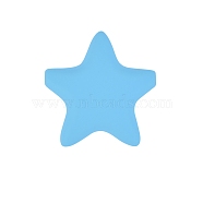 Star Silicone Beads, Chewing Beads For Teethers, DIY Nursing Necklaces Making, Light Sky Blue, 35x35mm(PW-WG37751-31)