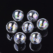 Handmade Blown Glass Globe Beads, AB Color Plated, Round, Clear AB, 14~14.5x14mm, Hole: 1.5~2mm(X-DH017J-1-14mm-AB)