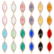 AHADERMAKER 24Pcs 12 Colors Glass Connector Charms, with Light Gold Plated Eco-Friendly Alloy Findings, Faceted, Horse Eye, Mixed Color, 21x9x4mm, Hole: 1.2mm, 2pcs/color(GLAA-GA0001-28)