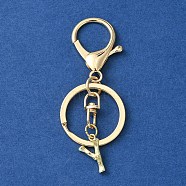 Alloy Initial Letter Charm Keychains, with Alloy Clasp, Golden, Letter Y, 8.5cm(KEYC-YW00006-25)