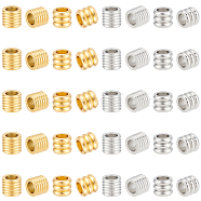 40Pcs 4 Style 201 Stainless Steel European Beads, Large Hole Beads, Grooved Beads, Column, Golden & Stainless Steel Color, 6x7mm, Hole: 4.2mm, 10pcs/style(STAS-UN0051-17)