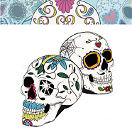 Halloween Theme Luminous Body Art Tattoos Stickers, Removable Temporary Tattoos Paper Stickers, Skull, Colorful, 85x60mm(SKUL-PW0002-093-01)