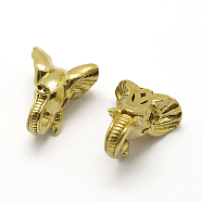 Brass Beads, Nickel Free, Elephant, Raw(Unplated), 16.5x14x12mm, Hole: 2mm(KK-G309-27)